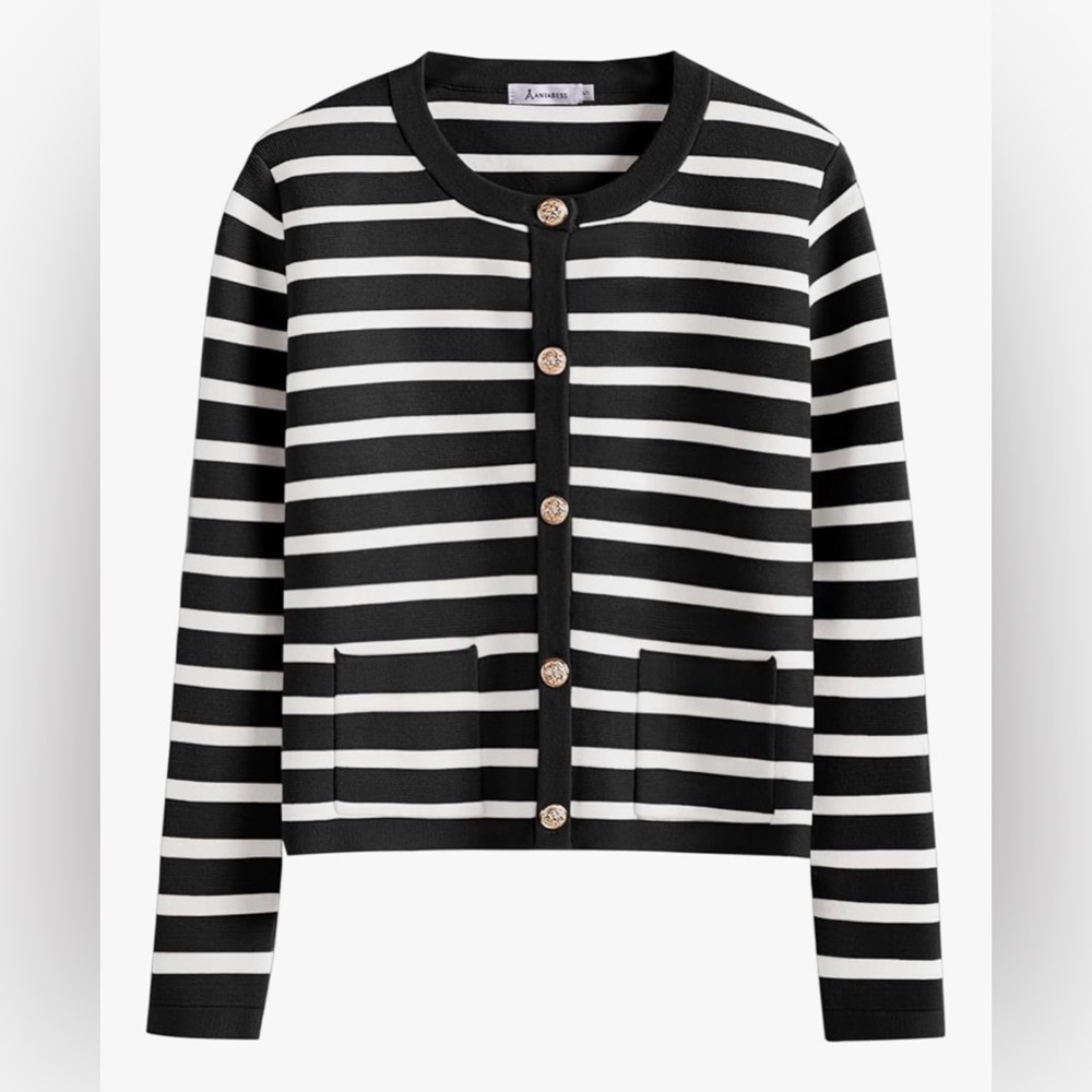 ANRABESS Striped Cardigan Sweater